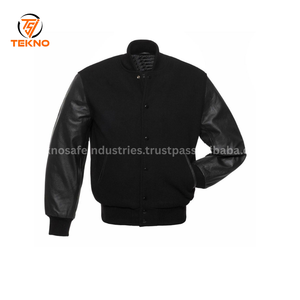 Vestes universitaires unisexes brodées de haute qualité à impression personnalisée Vestes Letterman de baseball fabriquées à partir de tissu en cuir Service OEM - Product Image 5
