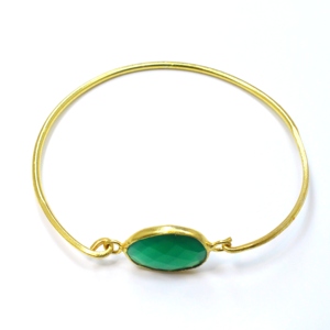 Green onyx Bangle Multi Gemstone Handmade Statement Bangle <b>Gold</b> Plated Handmade Fashion Jewelry Everyday Wear Jewelry - Product Image 2