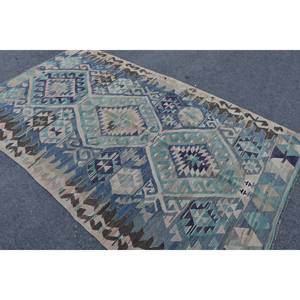 Tapis Kilim turc grande surface 5.4X9 pieds Rectangle couloir plat tissage Technique laine Latex bleu vert Patchwork Design tapis de chambre - Product Image 4