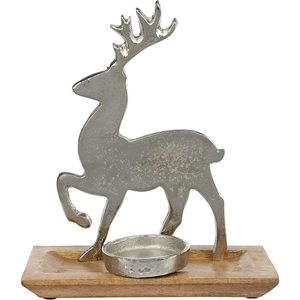 Aluminium Star <b>Tea</b> Light <b>Candle</b> Holder With Wood Base <b>Candle</b> Silver Metal Votive Stand Modern Christmas & Tabletop Home Decor - Product Image 5