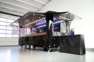 Modern Capsule Style Food Truck 5.8M Dual Tandem Axle Stainless Steel Body With Built-In Power And <b>Griddle</b> For Outdoor Use - Product Image 3