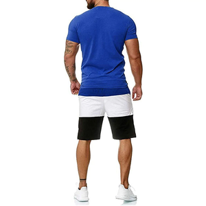 Ensemble t-shirts et shorts de sport décontractés à manches courtes et col en O été 100% ensembles de t-shirts respirants en coton - Product Image 3