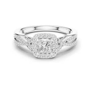 Bague de fiançailles pour femme avec halo de diamants de laboratoire taille princesse 0,688 CT, clarté VVS-VS EF, or 18 carats, 14 carats, 10 carats et argent 925 - Product Image 2
