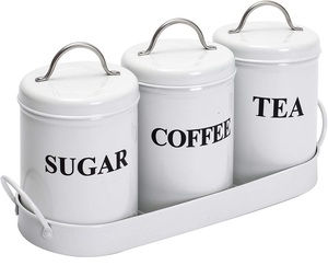 ชุดกล่องเก็บของในบ้าน3ชิ้น,โหลครัวกล่องเก็บอาหารโลหะชากาแฟโหลน้ำตาล - Product Image 5