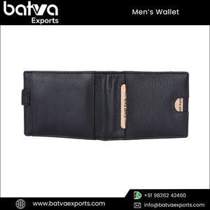 Top vente Nappa chèvre cuir mince portefeuille hommes qualité supérieure RFID bloquant court coton bi-pli fermeture Logo personnalisé - Product Image 3