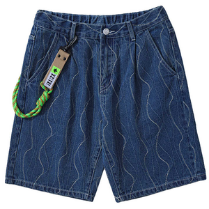 Pantalones cortos vaqueros de moda superior de alta calidad para el verano para hombres Jeans rasgados pantalones vaqueros cortos personalizados azul claro Regular - Product Image 5