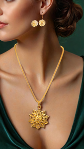 Nouvellement conçu collier boucles d'oreilles ensemble avec plaqué or 22Ct Design Premium collier boucles d'oreilles ensemble pour les femmes porter des bijoux - Product Image 3