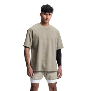 T-shirt innovant uni en coton 100% 260 Gsm Col rond Manches courtes T-shirts pour hommes surdimensionnés T-shirt décontracté de sport pour hommes - Product Image 1