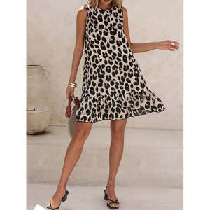 Women's Sleeveless Back-<b>Tie</b> Ruffled <b>Leopard</b> <b>Print</b> Supreme Dress, 35989 - <b>Leopard</b> - Product Image 3
