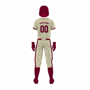 Retro Full Baseball Uniform Set /Maroon Stitched Jersey & Pants Custom Full Sublimation Throwback Teamwear with Cap & <b>Socks</b> - Product Image 3