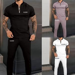 Chándal con logotipo personalizado para hombre, conjunto de 2 piezas, camisas y pantalones, venta al por mayor - Product Image 2