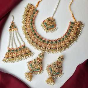 Chuang Mei moda perla corazón nupcial conjunto mujer Acero inoxidable platino plateado collar pendiente boda fiesta joyería - Product Image 5