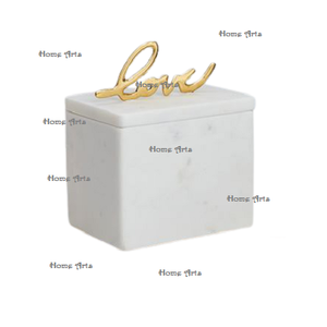 Juego de 2 joyeros de mármol de color blanco, joyero cosmético de forma cuadrada de tamaño personalizado con perilla de diseño de metal - Product Image 2