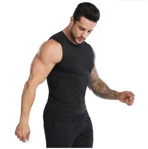 Venda quente Personalizado Desgaste Ativo Trabalhar Fora Preto Respirável Masculino Ginásio Sem Mangas Regata Sem Mangas T Shirt Homens Regata de Fitness