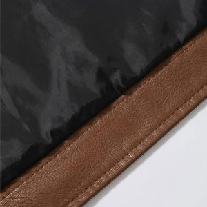 Servicio OEM de alta calidad, moda personalizada, cuello de hombre, chaquetas de cuero genuino de Color sólido marrón para hombre - Product Image 5