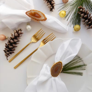 Agate Stone <b>Napkin</b> Rings for <b>Christmas</b> Dinner Table Decor White <b>Cloth</b> Ring Holder For Home Use - Product Image 1