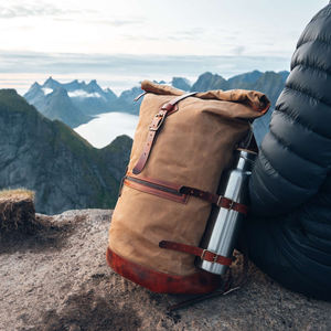 Premium Leather Canvas Foldable <b>Eco</b>-Friendly Backpack Outdoor Hiking Travel School Work Unisex Durable Multi-Pocket Utility - Product Image 3