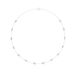 Collier en or blanc 18 carats avec émeraude de laboratoire taille brillant, plaqué rhodium, et maillons Aurora sertis de diamants - Product Image 2