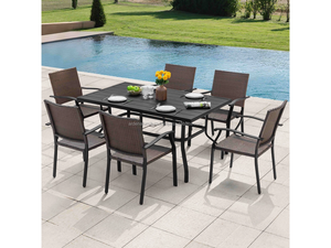 Ensemble de table à manger en osier moderne Ardena, robuste, style farmhouse, chaises de jardin pour hôtel, meubles de salon pour cour - Product Image 5