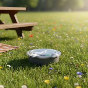 Boîte à lunch ronde en PP de 38 oz avec couvercle ventilé et fourchette-cuillère pour le transport et la consommation en déplacement - Product Image 3