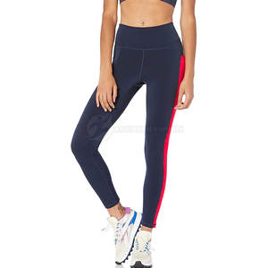 Leggings de gymnastique taille haute pour femmes personnalisés de haute qualité avec panneau rouge mi-taille Fitness Yoga porter des poches décoration - Product Image 2
