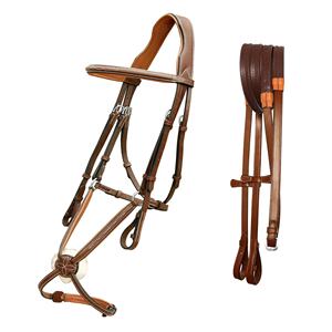 Muserolle confortable en cuir de qualité supérieure Figure décorative 8 Bride Équipement de saut de cheval durable Exportateur indien Fournisseur - Product Image 5