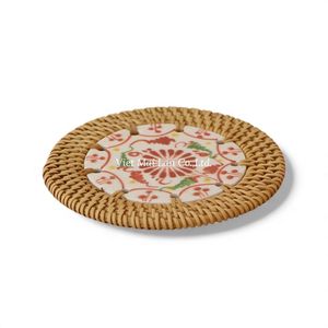 Natural Rattan Coaster Handmade With Traditional Weaving Technique For Home <b>Table</b> <b>Protection</b> - Product Image 2