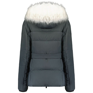 Parka con capucha de piel con puños elásticos a la moda, chaqueta con cremallera para mujer, elegantes bolsillos especiales de invierno con cremallera y parches personalizados - Product Image 6