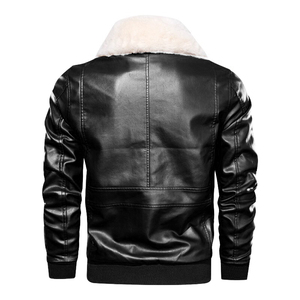 Blouson bombardier pour hommes en cuir véritable col amovible en fourrure de mouton Streetwear décontracté veste de mode vintage vente en gros OEM - Product Image 3