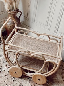 100% TISSÉ À LA MAIN! Service de jouets pour bébés en rotin, jouets pour enfants, chariot à thé pour jouets - Product Image 4