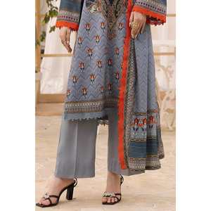 Ensemble de costume en tissu imprimé non cousu gris pour femmes, 3 pièces - Product Image 3