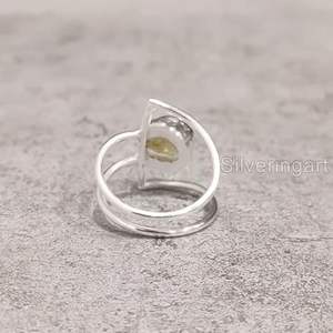 Bague pour femme en argent sterling 925, pierre précieuse citrine naturelle, pierre de naissance de novembre, double bande, bijoux faits à la main, Noël - Product Image 6