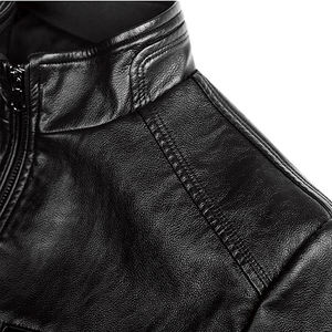 Hot Selling High Quality Men's Winter Bomber <b>Jackets</b> Custom Cool Style Cow Skin Leather <b>with</b> Stand Collar <b>Fleece</b> <b>Lining</b> - Product Image 3
