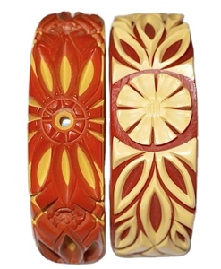 Best Flower Carved Pattern Acrylic Resin Bangle <b>Bracelets</b> Best Quality Fancy Unisex Jewelry Cute <b>Red</b> Yellow Multicolor Design - Product Image 1