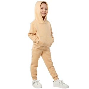Ensemble de survêtement streetwear pour garçons grande taille, deux pièces, léger, en coton lavé à 100 %, avec sweat à capuche et pantalon de jogging, beige - Product Image 4