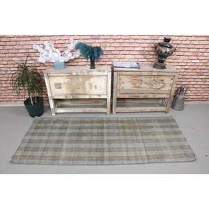 Tapis turc à accents ethniques 2,5 x 6,1 pieds, tapis vintage gris patchwork - Product Image 2