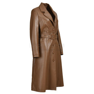 Abrigo de Cuero Personalizado para Mujer, Modelo 2025, Gabardinas de Cuero para Invierno, Chaquetas de Cuero para Mujer a Precio Económico, Venta al por Mayor OEM - Product Image 3