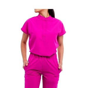 Tenues d'infirmière confortables de haute qualité à manches courtes pour les professionnels de la santé, blouses imprimées en denim et élasthanne - Product Image 1