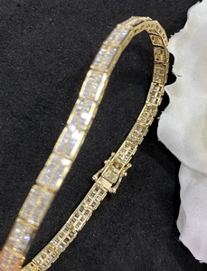 Women's 18K Gold Rose Gold 925 Sterling Silver Tennis <b>Bracelet</b> with Two Rows of Full Drill Diamonds Fashion <b>Charm</b> Jewelry - Product Image 3