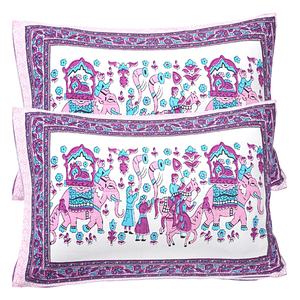 Royal Pink Elephant Parade Cotton Bed Sheet Set <b>Indian</b> Traditional Jaipuri Floral Print 3 Pcs Queen Bedding Home Hotel Decor - Product Image 2