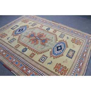 Alfombra Turca de 6.2x8.1 pies, Alfombra Vintage Grande, Alfombra de Lana con Diseño Floral Naranja - Product Image 4