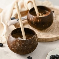 Tasse en coquille de noix de coco compostable écologique bol en coco naturel tasses pour glace et service de nourriture expédition accepter