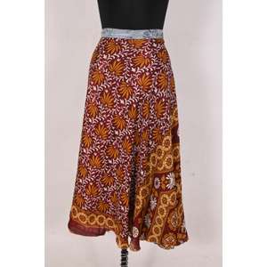 Jupe portefeuille en soie imprimée à fleurs réversible d'été Vintage léger pour femmes Festival Style Boho taille naturelle confortable - Product Image 2