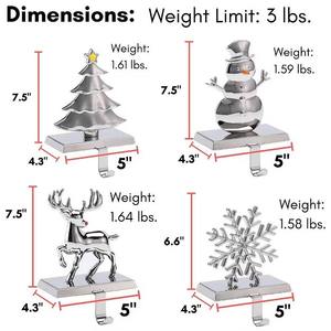 Élégant porte-bas de Noël en métal crochet de cheminée décoratif père noël renne flocon de neige affichage de la maison de vacances - Product Image 3