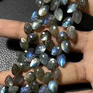 Wholesale Natural Gemstone Labradorite Faceted Pear Shape 7x10MM Multi <b>Color</b> Side Drill Briolette <b>Beads</b> for Jewelry Making - Product Image 5