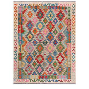 Alfombra Kilim de Maimana, Afganistán, 199 x 155 cm, Alfombras y Juegos de Alfombras - Product Image 1