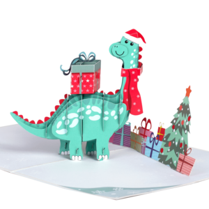 Merry Christmas 3D ตัดกระดาษงานฝีมือใหม่คริสต์มาสไดโนเสาร์ธีมต้นไม้บ้านซานตาบัตรอวยพรของที่ระลึกพิมพ์ออฟเซ็ต - Product Image 1