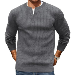 Pull tricoté pour hommes en coton vierge OEM pull uni tricots logo personnalisé approvisionnement en gros en vrac - Product Image 4