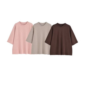 Camiseta Personalizada para Mujer con Bordado Desgastado, Diseño Moderno 2024, Corte Holgado y Camiseta Rosa para Mujer - Product Image 6
