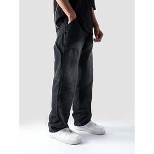 Toile de coton 100% denim noir délavé Carpenter avec motif droit - Product Image 3